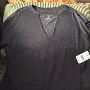 Free People Black V-Neck Blouse